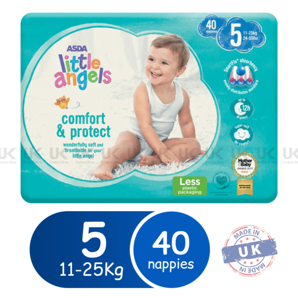 ASDA Little Angels Comfort And Protect Size 5 Nappies 40 Pack