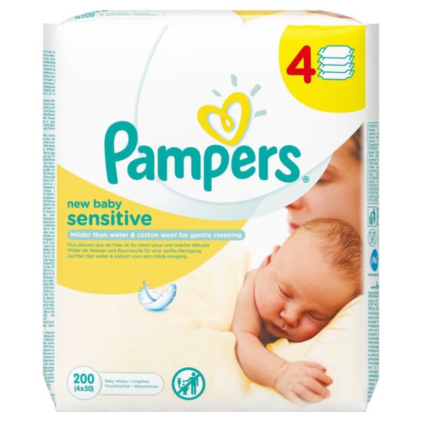 Pampers New Baby Sensitive  4 Pack 200 Baby Wipes